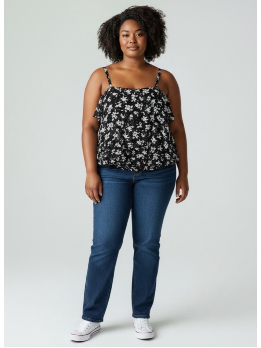 Torrid‎ Floral Ruffle Cami Tank Top Black White Plus Size 3 NWT